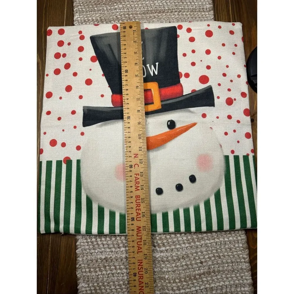 Christmas Snowman throw pillow case cover 17 x 17 New